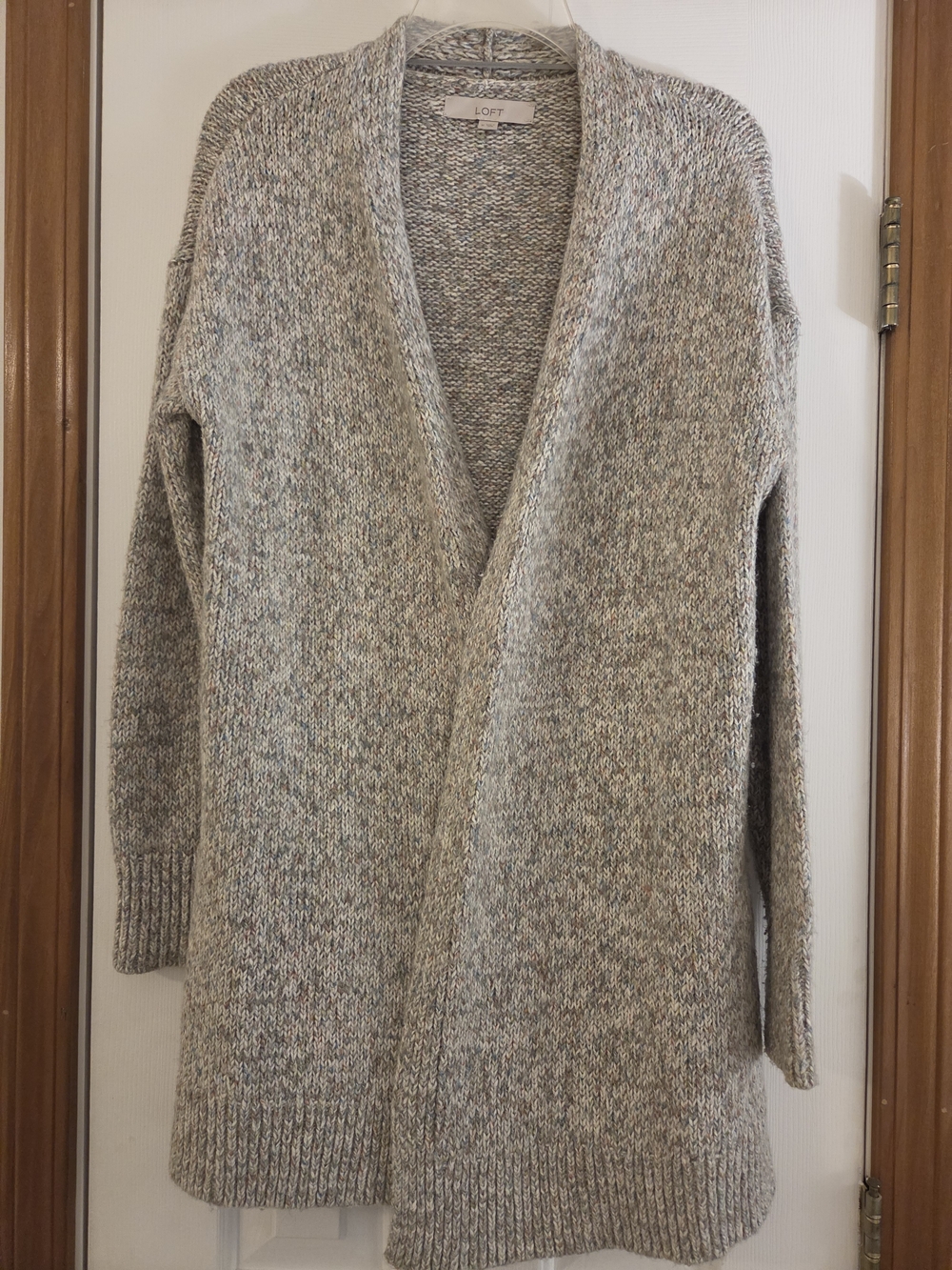 LOFT Marled Gray Open-Front Cozy Cardigan